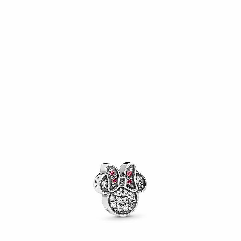 Pandora Disney, Sparkling Minnie Icon Petite Locket Charm Ireland - Sterling Silver/Red/Cubic Zircon